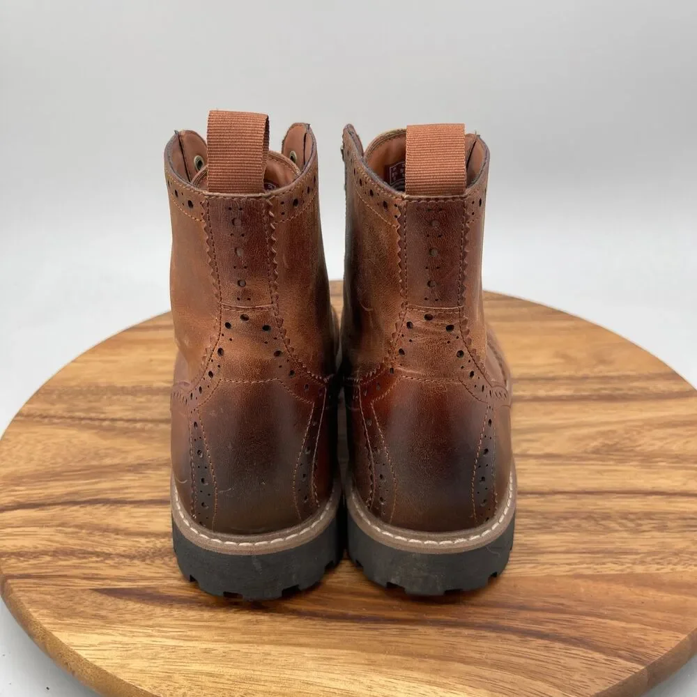 Clarks Boots Mens 9.5 Brown Leather Brogue  Casual Comfort Going Out Wingtip